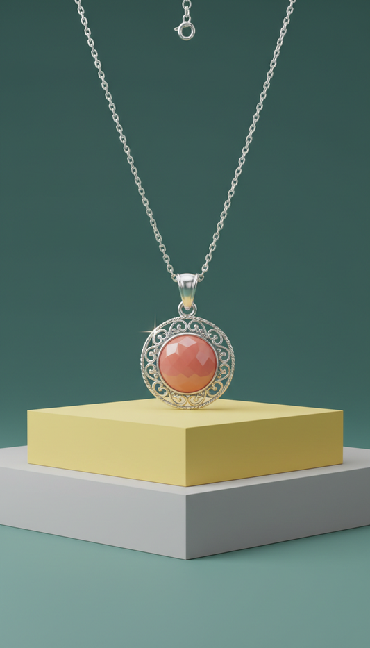 Silver Grid Pendant Necklace