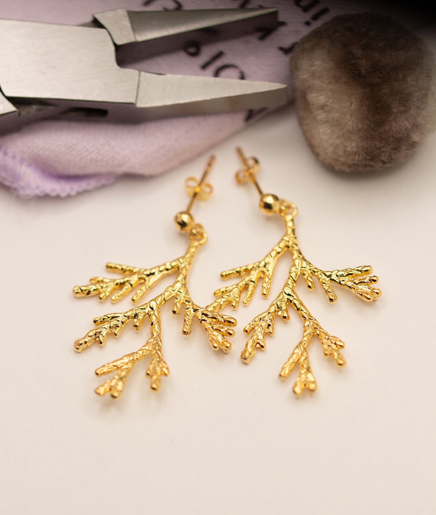 Coral Leaf Earrings