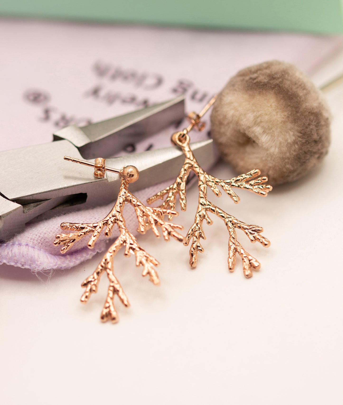 Coral Leaf Earrings