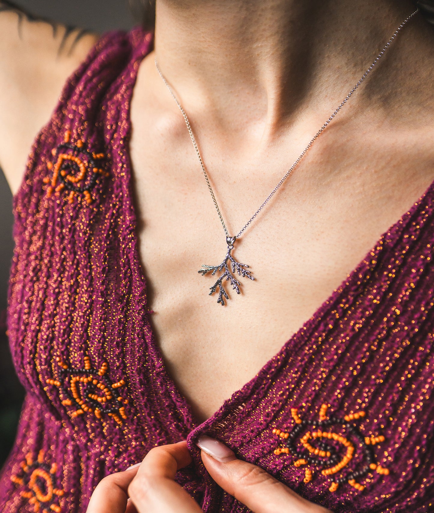 Coral Leaf Necklace